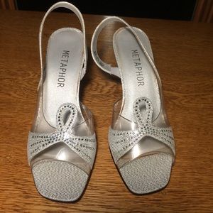 VTG Metaphor Silver & Clear Vinyl Sling-Back Heels